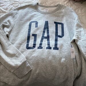 GAP Gray Sweatshirt with Navy Logo NWT